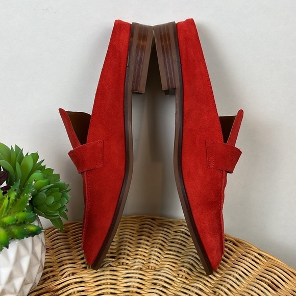 Aquatalia Mules Loafer Slip On Leather Suede Orange Buckle 7.5 - Picture 8 of 12